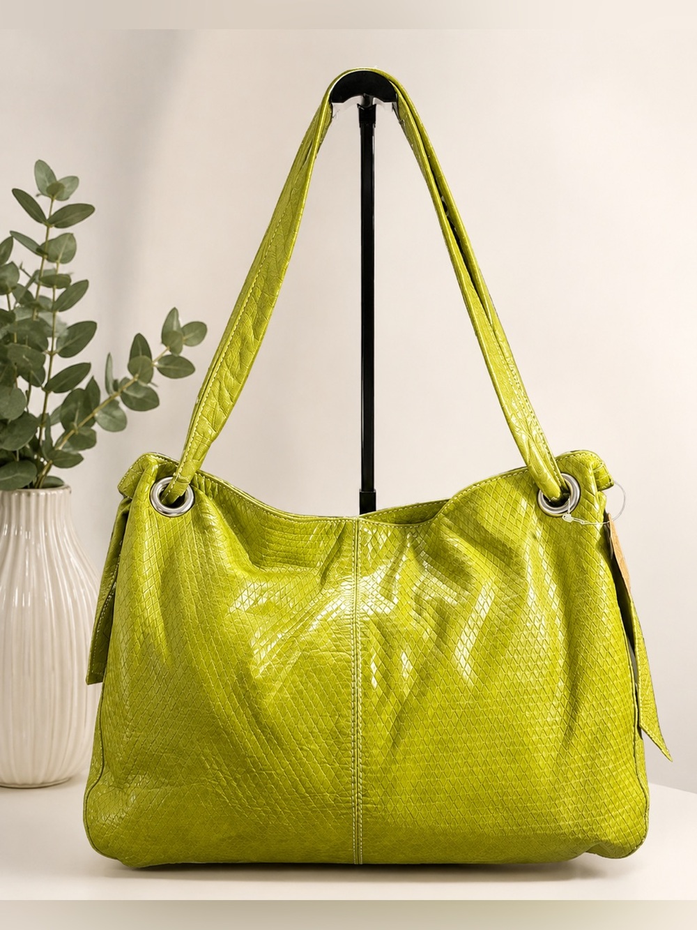 Rare Vintage Roberta Gandolfi Lime Green Leather Bag NWOT